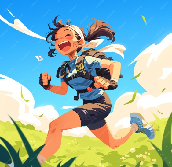 Coach leading runners on a mountain trail